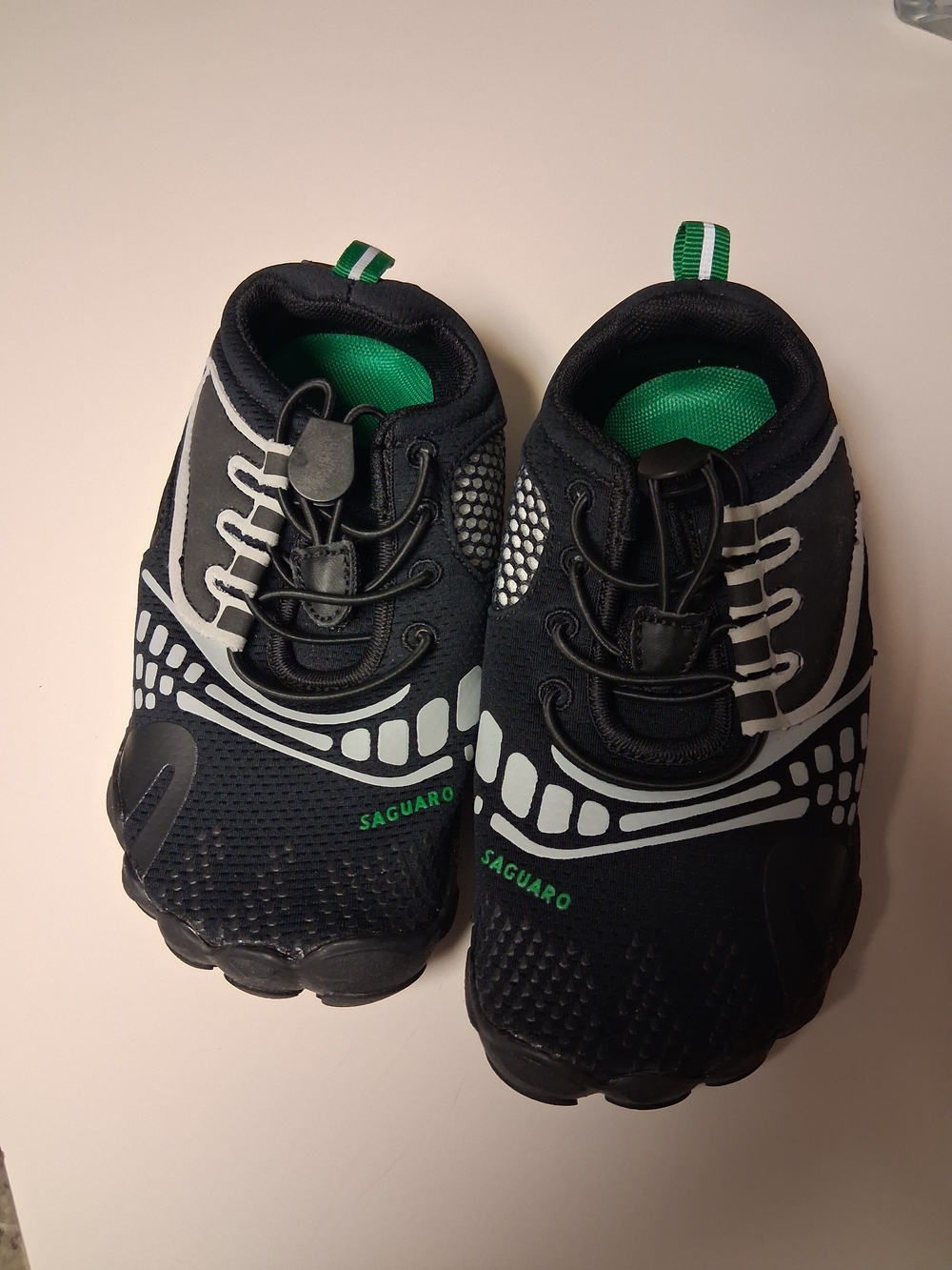 Saguaro Kids Black Water Shoes with Green Interior